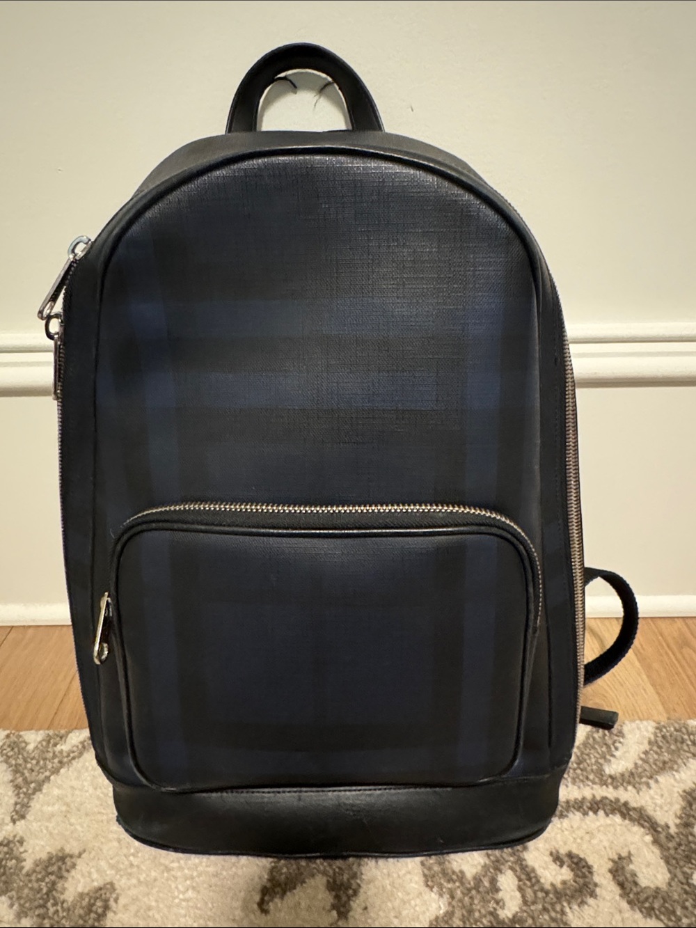 Burberry Black and Navy Check Backpack